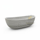 Marble tub | asymmetrical boat shape | 71" Length | Cloudline White marble