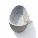 Marble tub | asymmetrical boat shape | 71" Length | Cloudline White marble