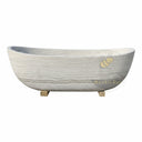 Marble tub | asymmetrical boat shape | 71" Length | Cloudline White marble