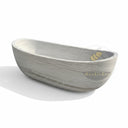 Marble tub | asymmetrical boat shape | 71" Length | Cloudline White marble