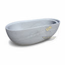 Marble bathtub | Oval freestanding design | 65 Inch Length | Cloudline White marble