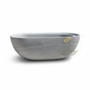 Marble bathtub | Oval freestanding design | 65 Inch Length | Cloudline White marble