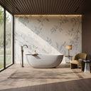 Marble bathtub | Oval freestanding design | 65 Inch Length | Cloudline White marble