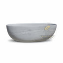 Marble bathtub | Oval freestanding design | 65 Inch Length | Cloudline White marble