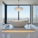 Luxurious Oval Moon White Marble Bathtub