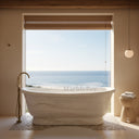 Elegant Freestanding White Marble Bathtub | Polished Finish