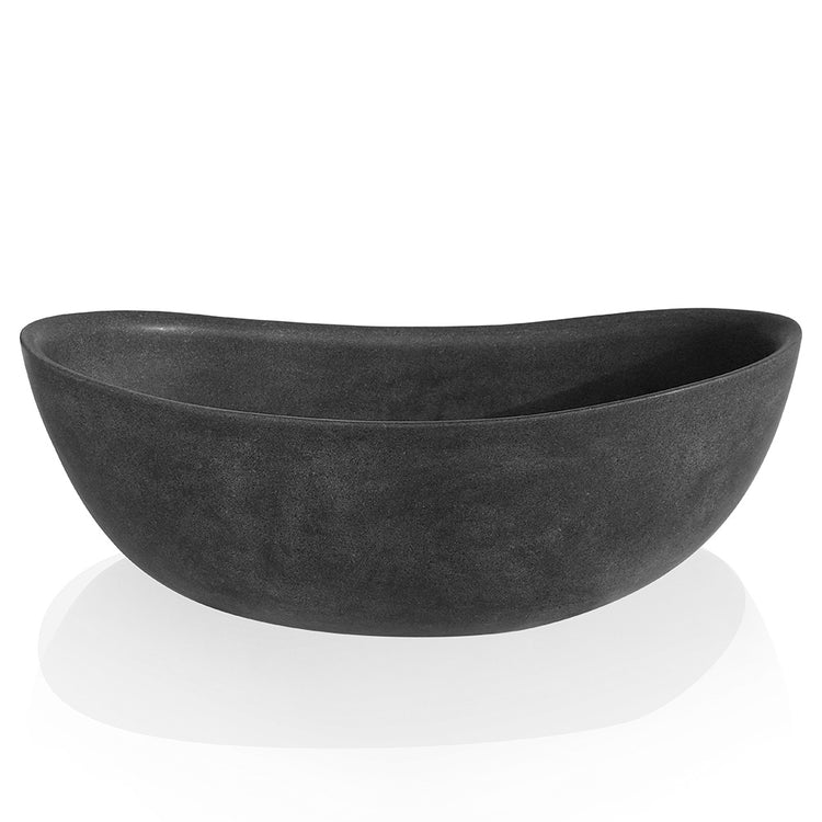 Black stone bathtub with a matte finish