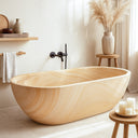 Stone Soaking Tub for luxury Hotel Spa custom design with wine glass holder
