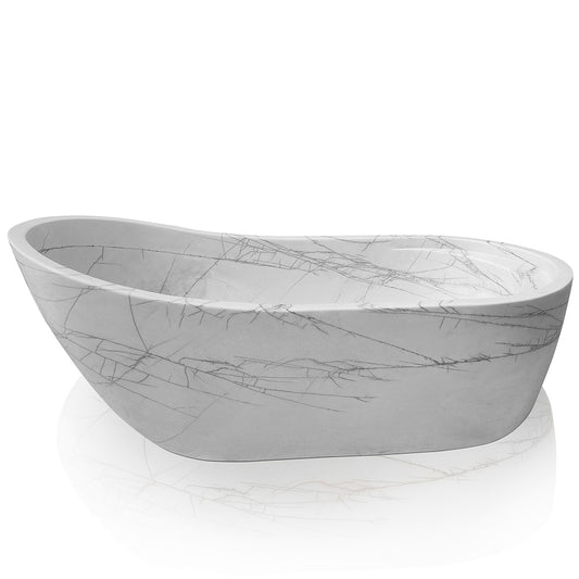 White marble tub with light veins - customized large soaking tub perfect for bathroom decor