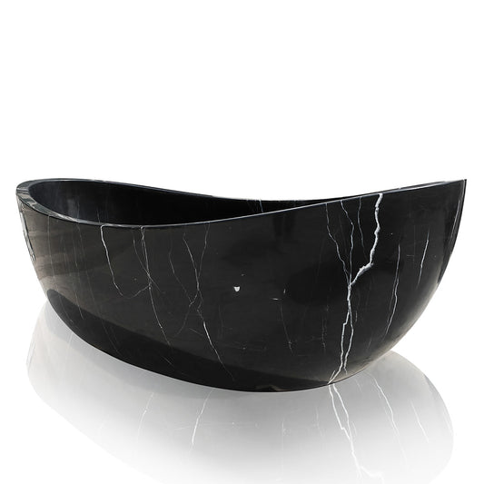 Black Marble Tub hand-carved polished surface large size freestanding tub in stock for sale