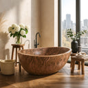 Marblebee Hand-Carved Marble Bathtub in Tiger Red Marble