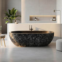 Black Marble Tub – Chiseled Outside, Polished Inside, In Stock