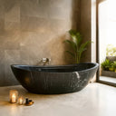Black Stone Bathtub Crafted from Nero Marquina Marble