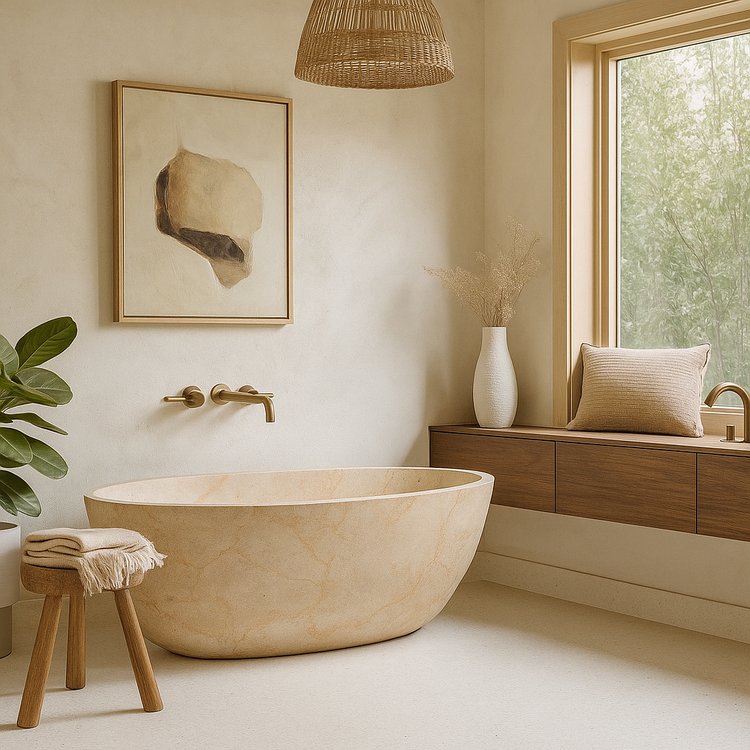 Beige Marble Tub Versailles Sand