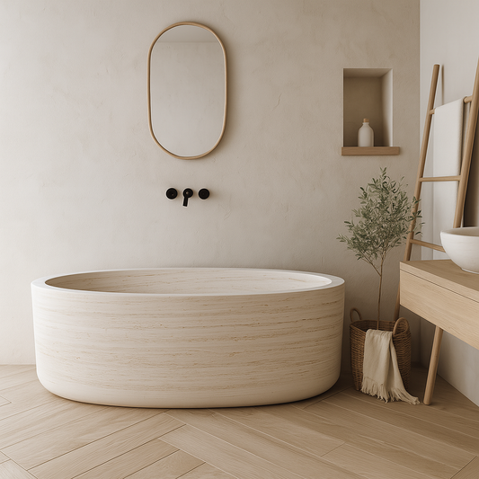 Cloudline White Marble Stone Soaking Tub
