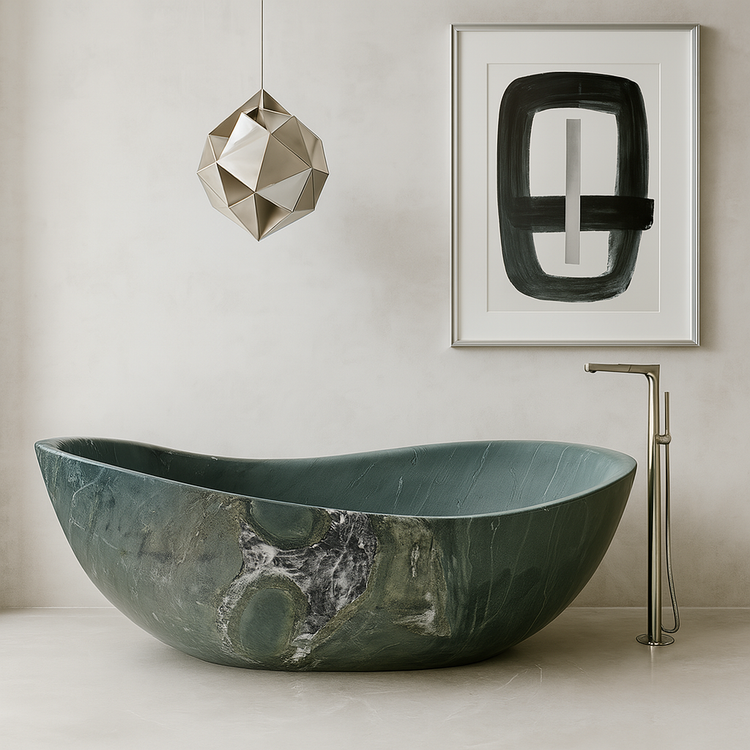 Green Marble Bathtub made from Glacier Forest Marble