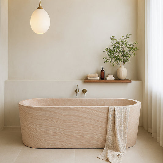 Semi-Transparent Travertine Luxury Custom Bathtub