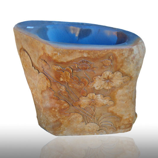 Marblebee Natural Stone Farmhouse Pedestal Sink