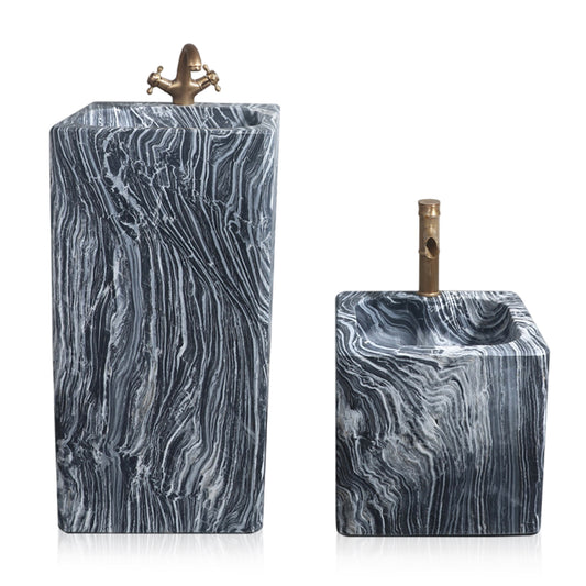 Marblebee Zebra Stone  Pedestal Sink