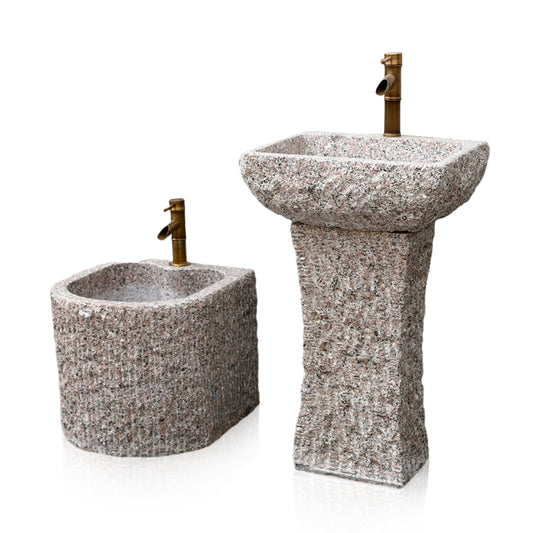 Marblebee White Granite Retro Pedestal Sink