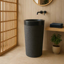 Marblebee Black Marble Oval Pedestal Sink