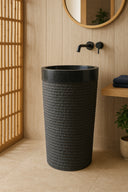 Marblebee Black Marble Oval Pedestal Sink