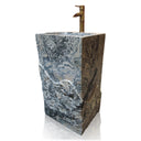 Marblebee Dark Grey Marble Compact Pedestal Sink
