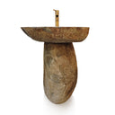 Marblebee Natural Stone Oval Pedestal Sink