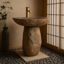 Marblebee Natural Stone Oval Pedestal Sink