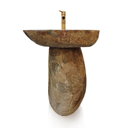 Marblebee Natural Stone Oval Pedestal Sink