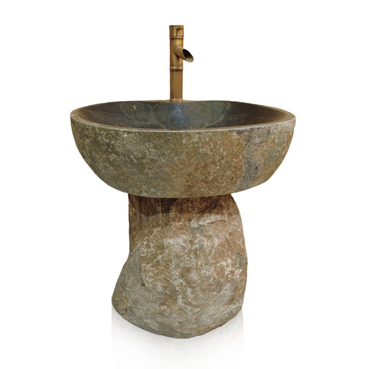 Marblebee Natural Stone pedestal basin sink