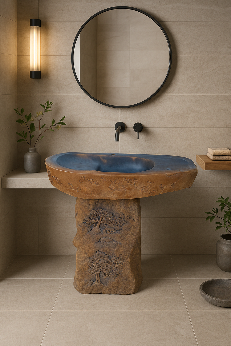 Baignoire en pierre de rivière