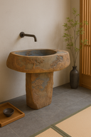 Marblebee Natural Stone Rustic Pedestal Sink
