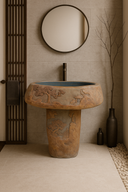 Marblebee Natural Stone Rustic Pedestal Sink