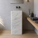Modern pedestal marble sink made from Carrara White Marble
