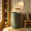 Green Marble Freestanding Sink (16.14" by 16.14" by 33.46")
