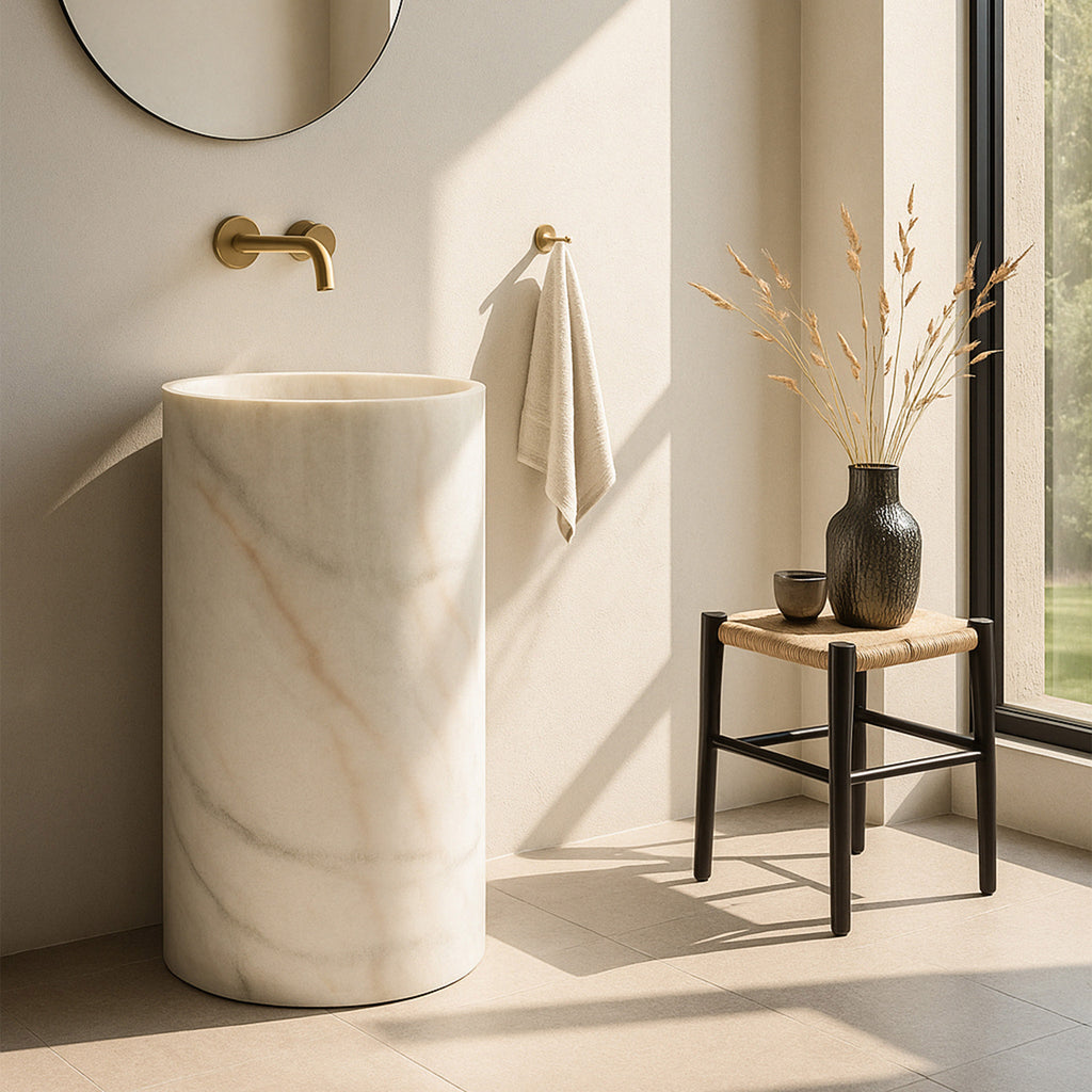 White Onyx Pedestal Sink 32.28″ Tall