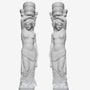 Colonne romaine en marbre avec cariatide