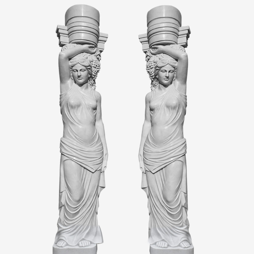 Roman marble column with caryatid