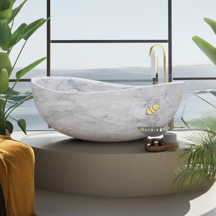 Marblebee Arabescato White Marble Tub