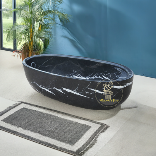 Marblebee marble bathtub made of black Nero Marguia marble