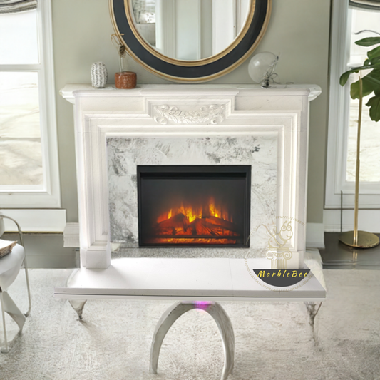 Customized marble fireplace surround