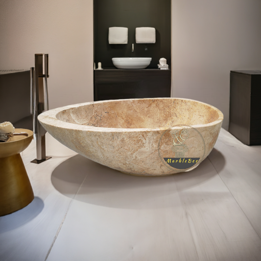 Travertine Bathtub beige colour Unique natural stone bathtub in stock ready to delivery