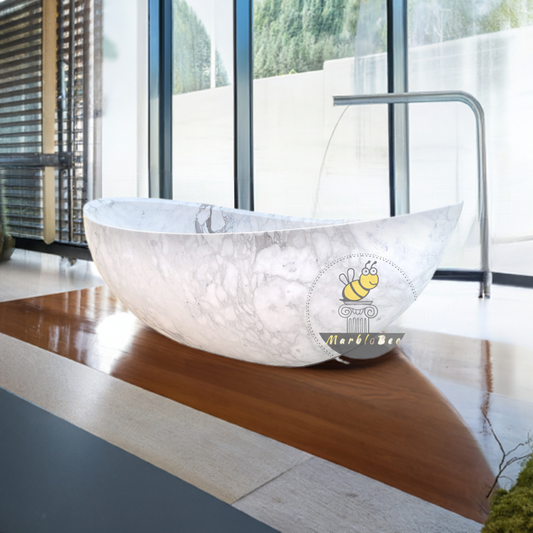 high polished stone soaker tub for house decoration