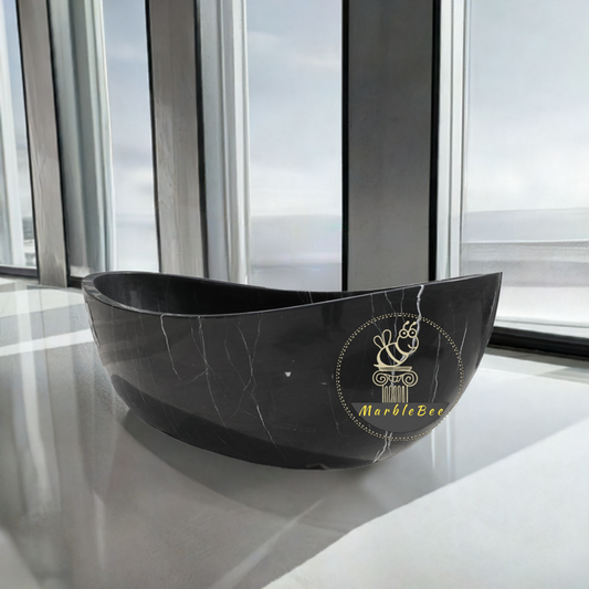 Black Marble Tub hand-carved polished surface large size freestanding tub in stock for sale