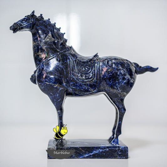 Horse sculpture in rare blue marble