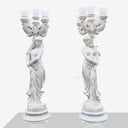Marble Gorgeous Women statue with Lamp Post