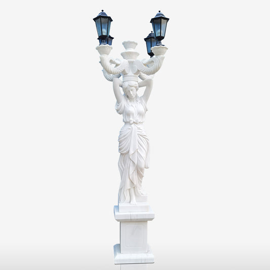 Lamp post marble Women statue