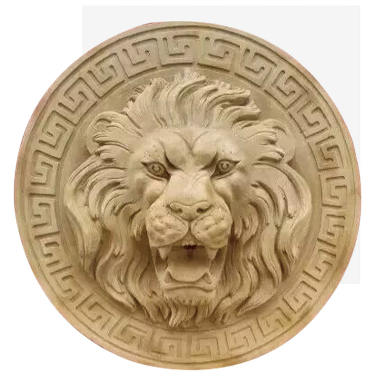 Marble lion head relief