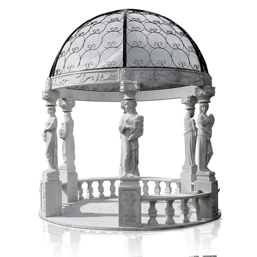 Hand-carved Iron Cap customized marble gazebo